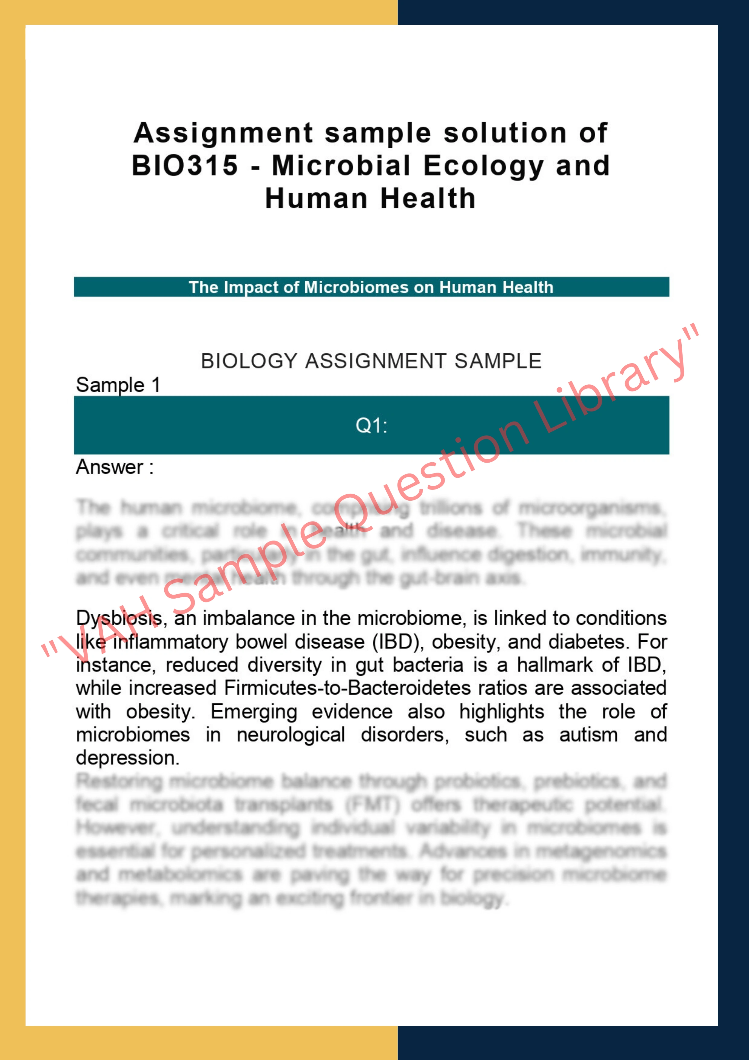 BIO315 - Microbial Ecology and Human Health 0